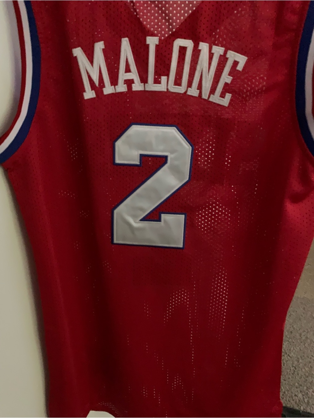 Red Malone Vintage Number 2 76ers Basketball Jersey Oakwood Classic- Size L
